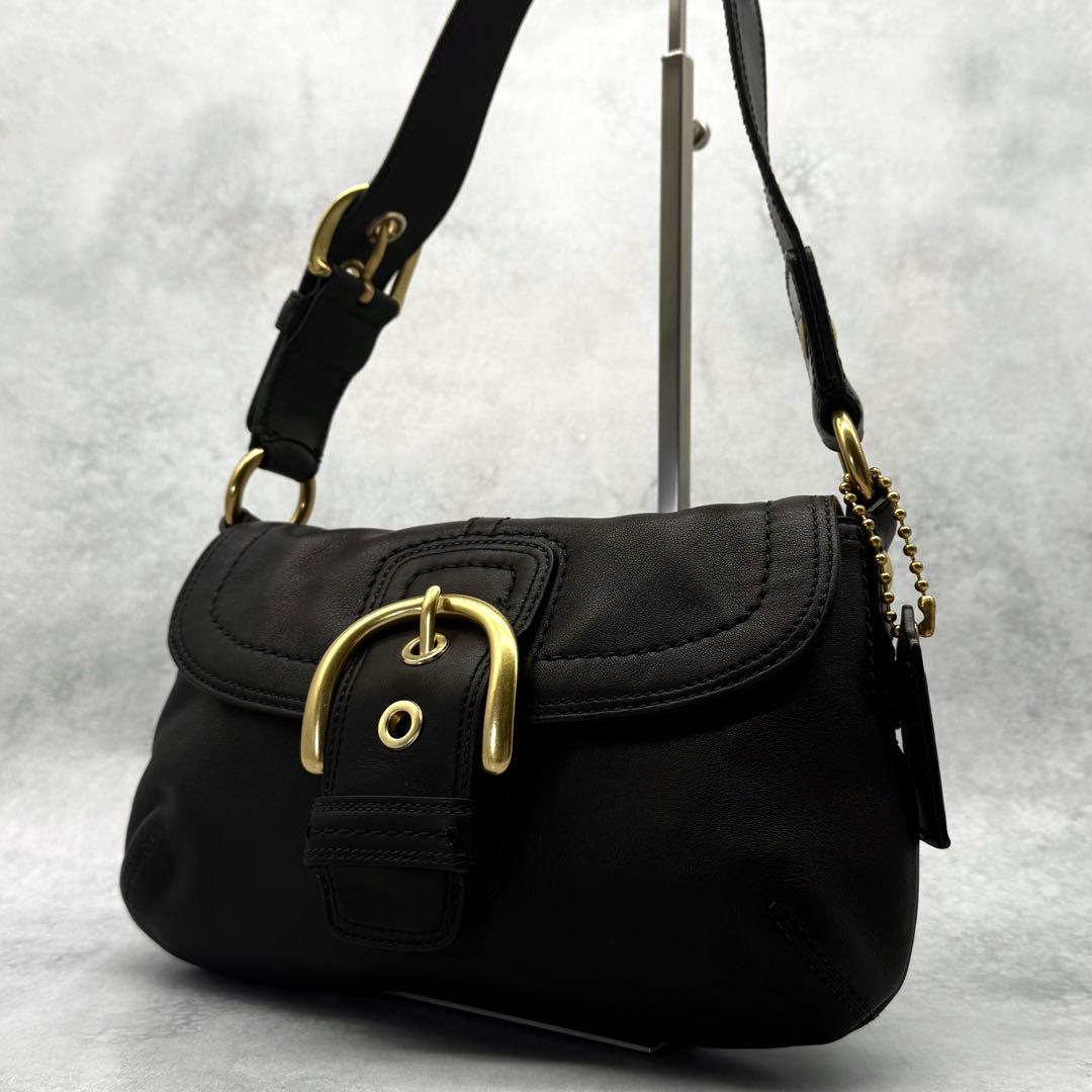 【良品】COACH コーチ ワンショルダーバッグ ソーホー レザー 肩掛け 黒