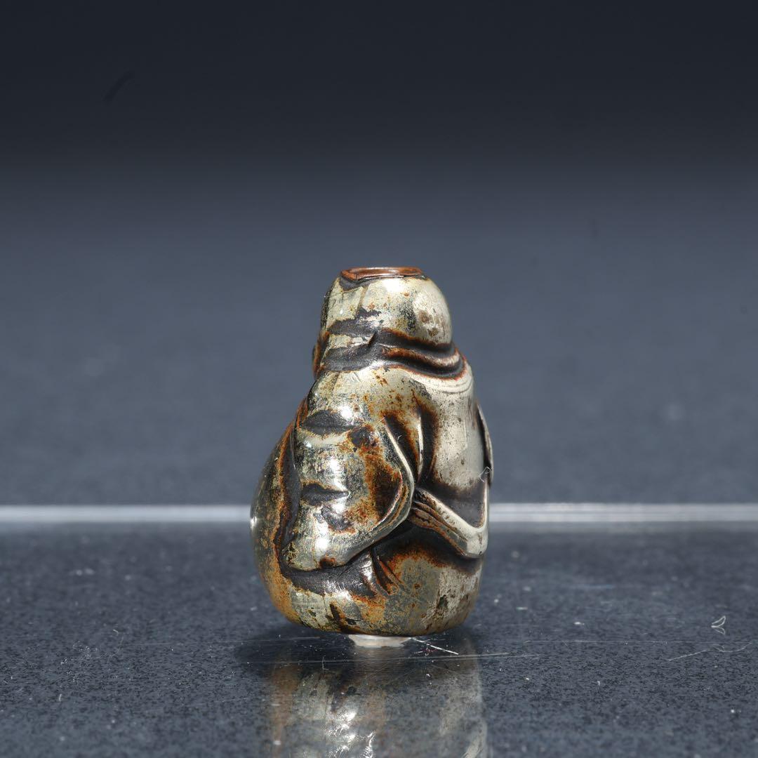 緒締め玉　布袋　提げもの　金属　銀製　R1648