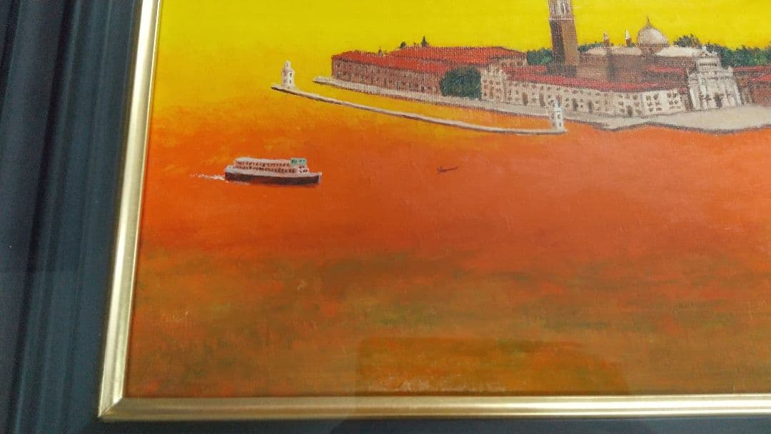油絵　荒木淳一　ベネチアの夕暮 2016年　サイン　油絵　フィレンツェ　p6
