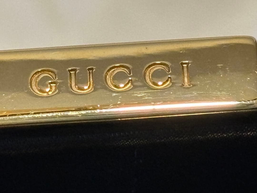 美品 ‼️GUCCI グッチ 黒 サテン　ゴールド金具 パーティーバッグ ‼️