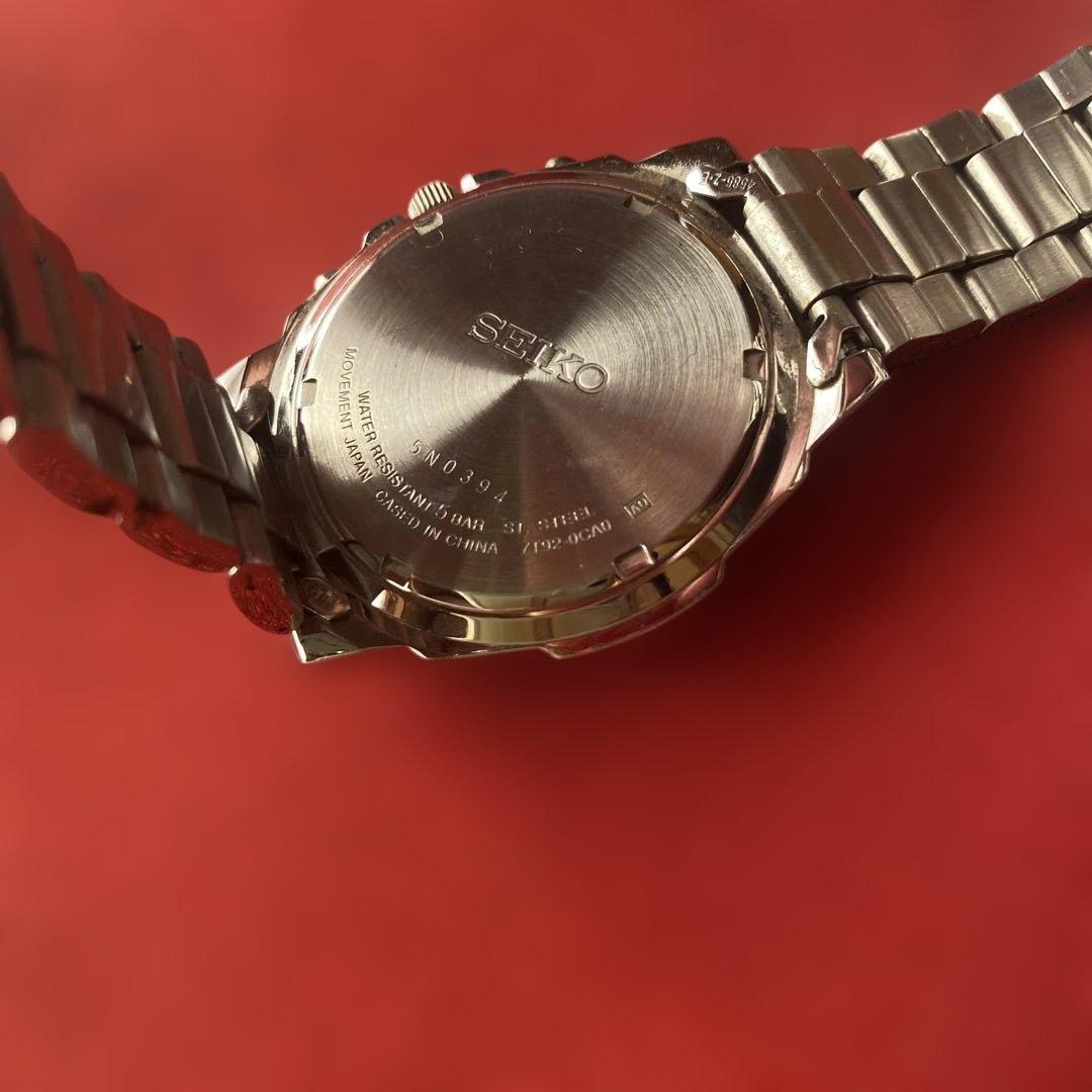 SEIKOクロノグラフSND193腕時計 50M(防水電池・防水パッキン交換済)