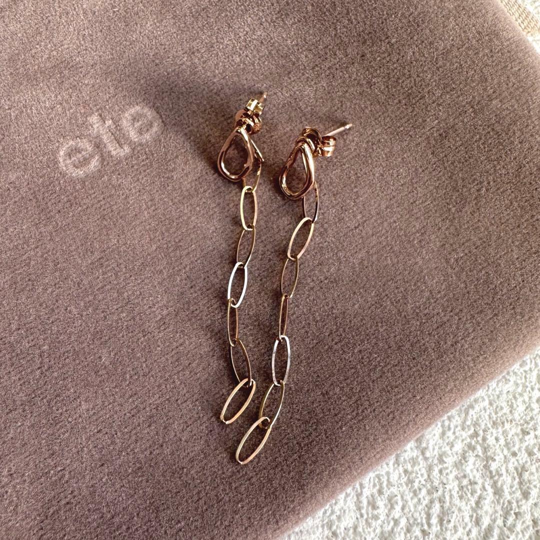 ete エテ ドロップ チェーン ピアス SV925 K18 ニッケルフリー