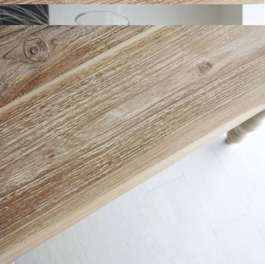 チーク ダイニングテーブル 180cm ナチュラルホワイト 無垢材