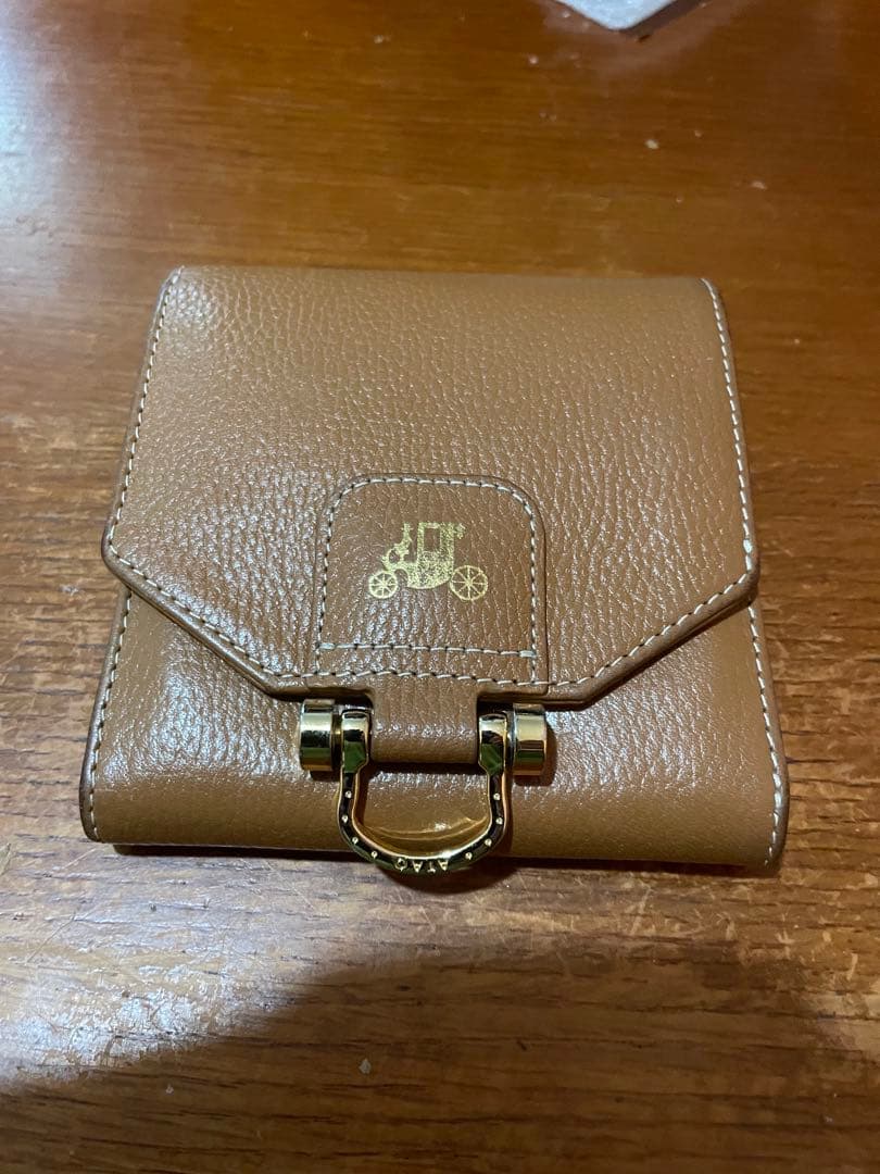 ATAO （ロトロ） ブラウンレザー 二つ折り財布 ゴールド金具