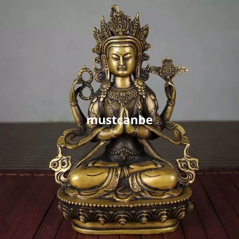 仏教美術 仏像 文殊普賢四臂観音 小仏像 銅製 銅器