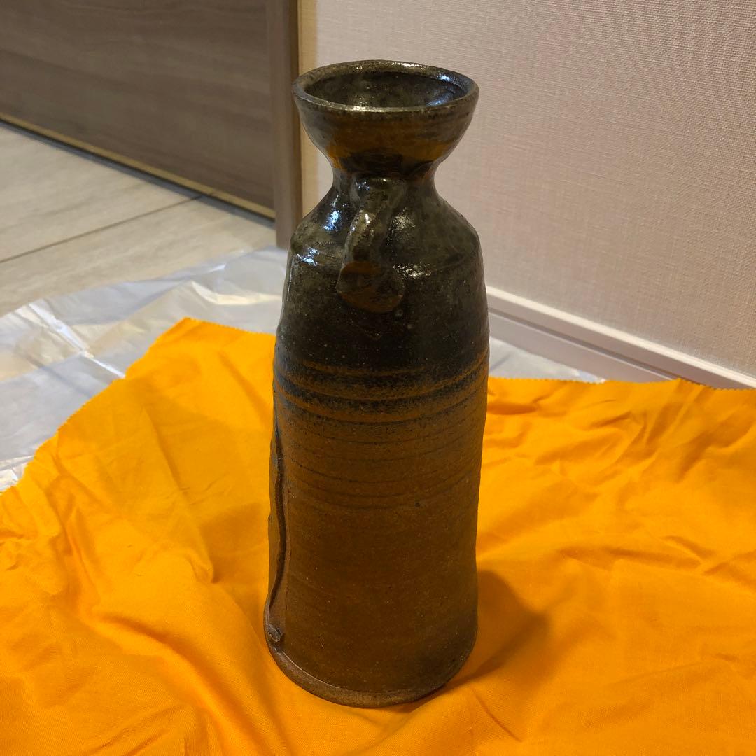 須藤武雄作　灰釉耳付花瓶