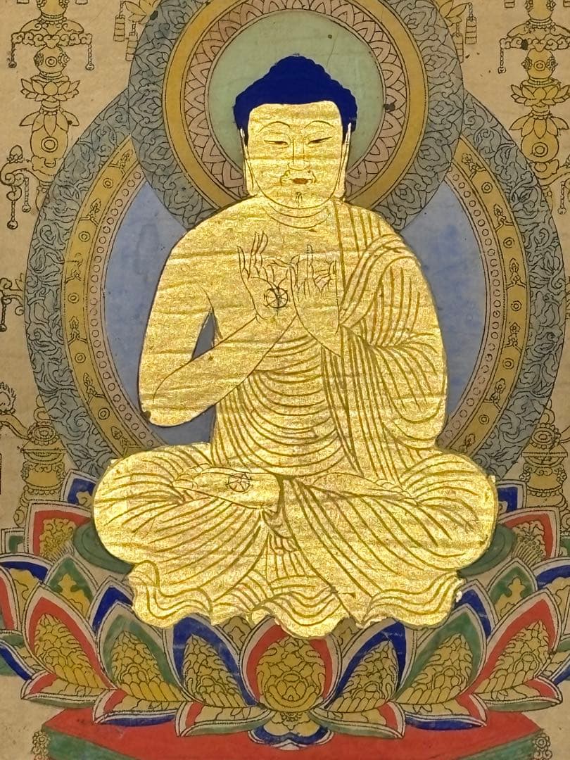 「浪華祐天大僧正遺跡源正寺本尊印施」極彩色木版図 1枚|仏教美術 木版画江戸時代