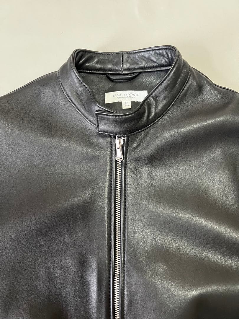 BEAUTY&YOUTH レザー シングルライダース M ブラック 羊革