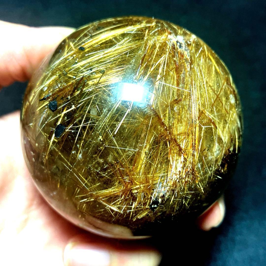 超絶綺麗✨62mm ゴールドルチルクォーツ　丸玉　スフィア　金針水晶