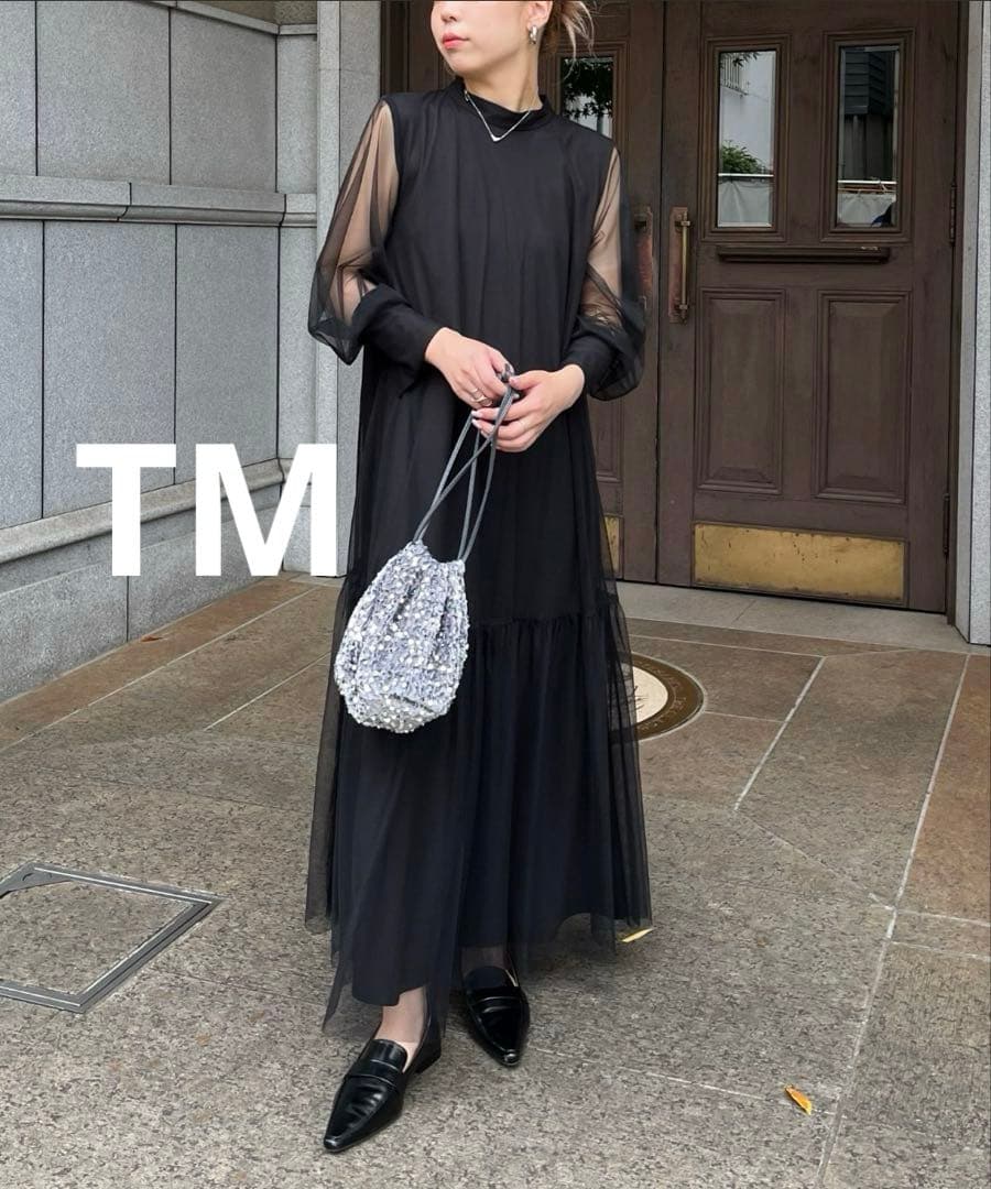 【オケージョン】CAPRICIEUX LE'MAGEチュールハイネックワンピース