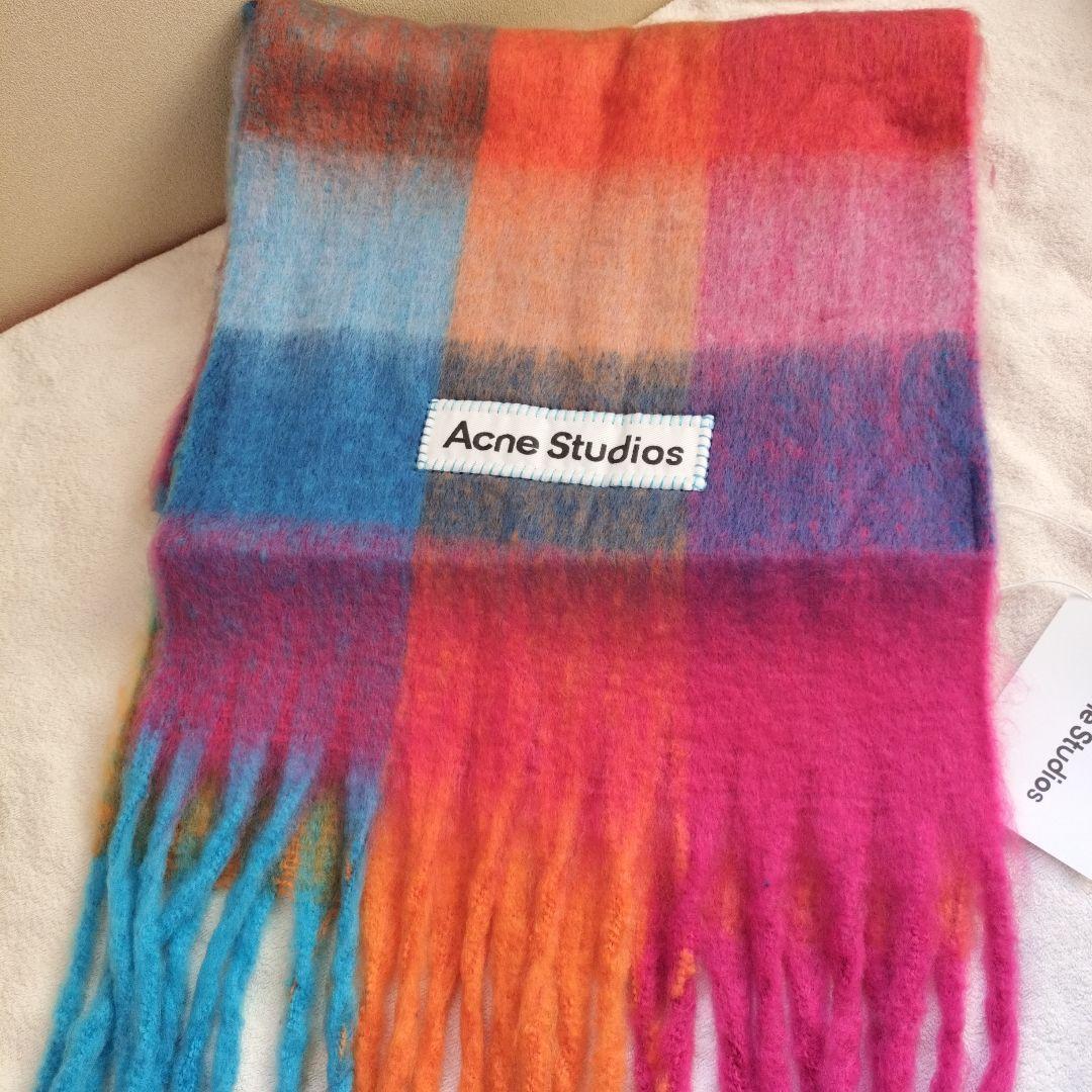 マフラー　Acne Studios モヘアチェックスカーフ
