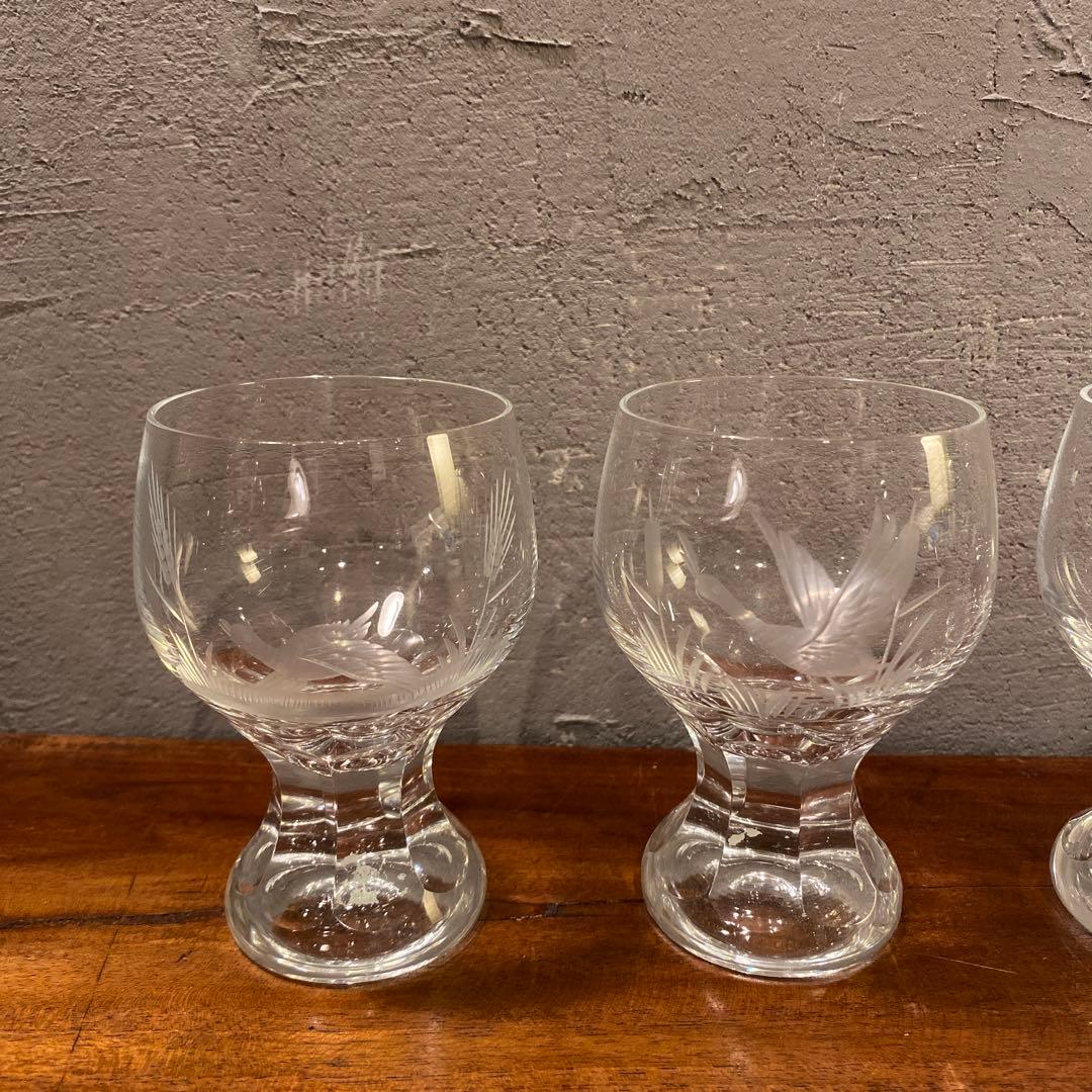 ボヘミアグラス リキュール ワイングラス 6点セット 鳥柄