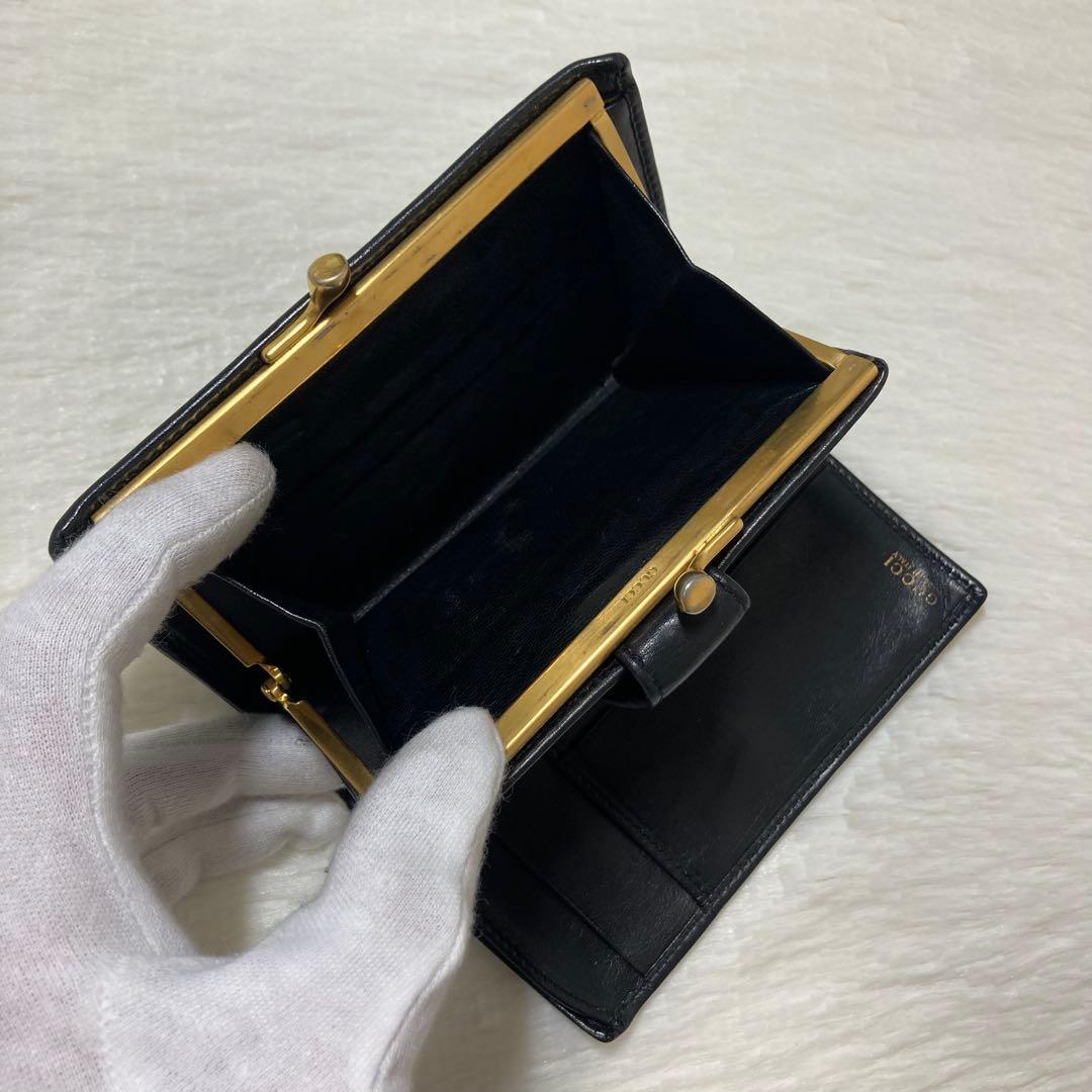 本日おすすめ　美品　GUCCI グッチ　早い者勝ち　二つ折り　がま口　金フレーム