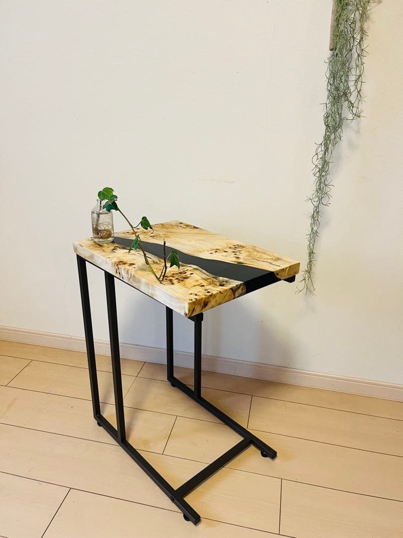 ポプラ　レジンテーブル　ソファテーブル　リバーテーブル　サイドテーブル