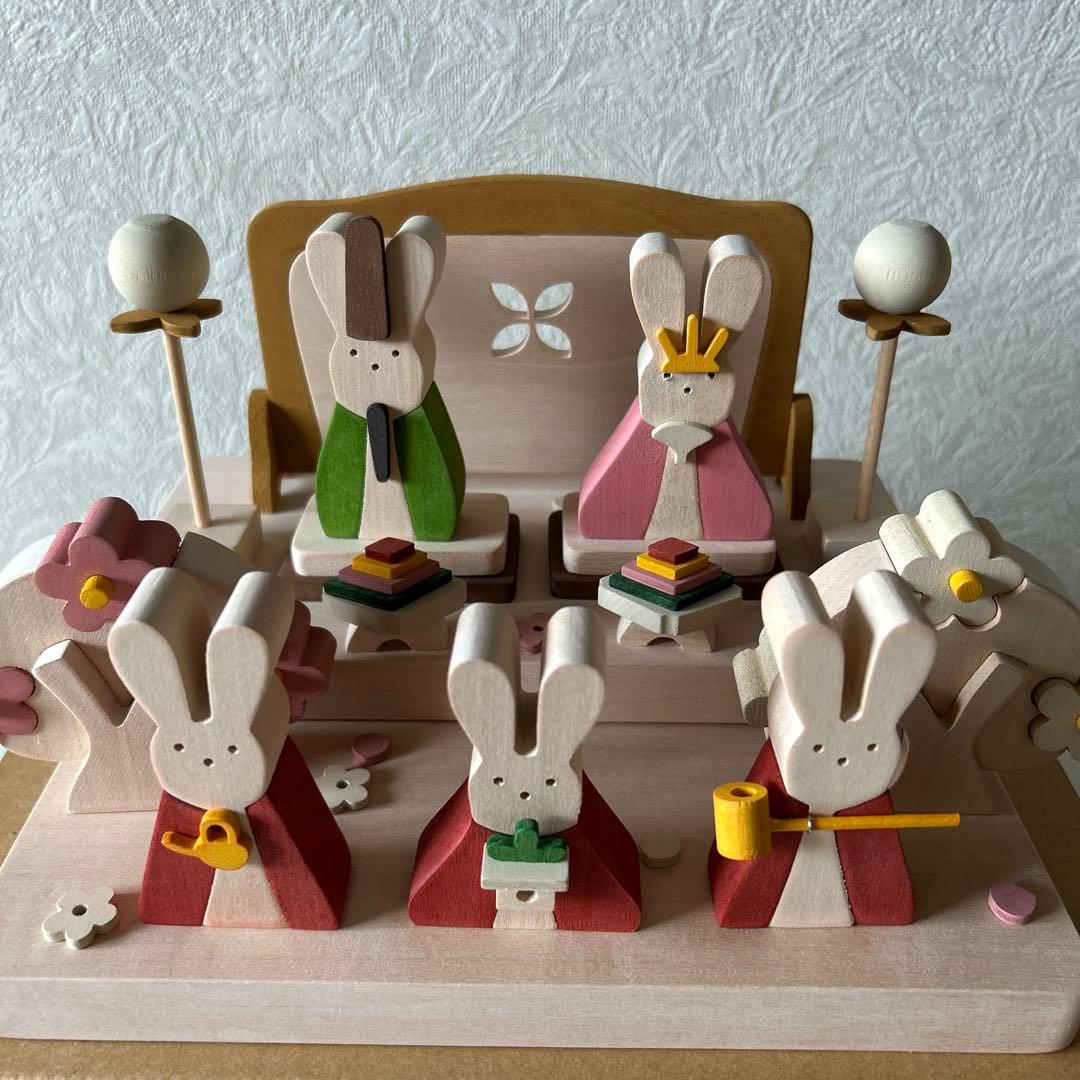 組み木ひな祭りうさぎ人形セット　ブレーメンの音楽隊