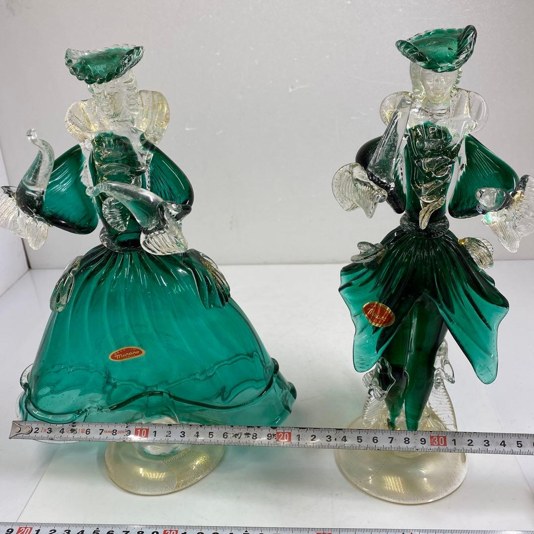 ムラーノガラス　一対　高さ30㎝　タカサ　東な7-0312①