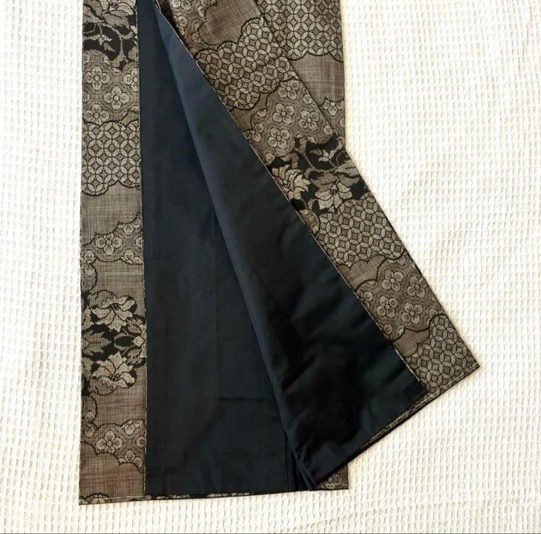 本場奄美大島紬 古代染泥染 雲取り 焦げ茶ブラック 証紙有り しつけ付き