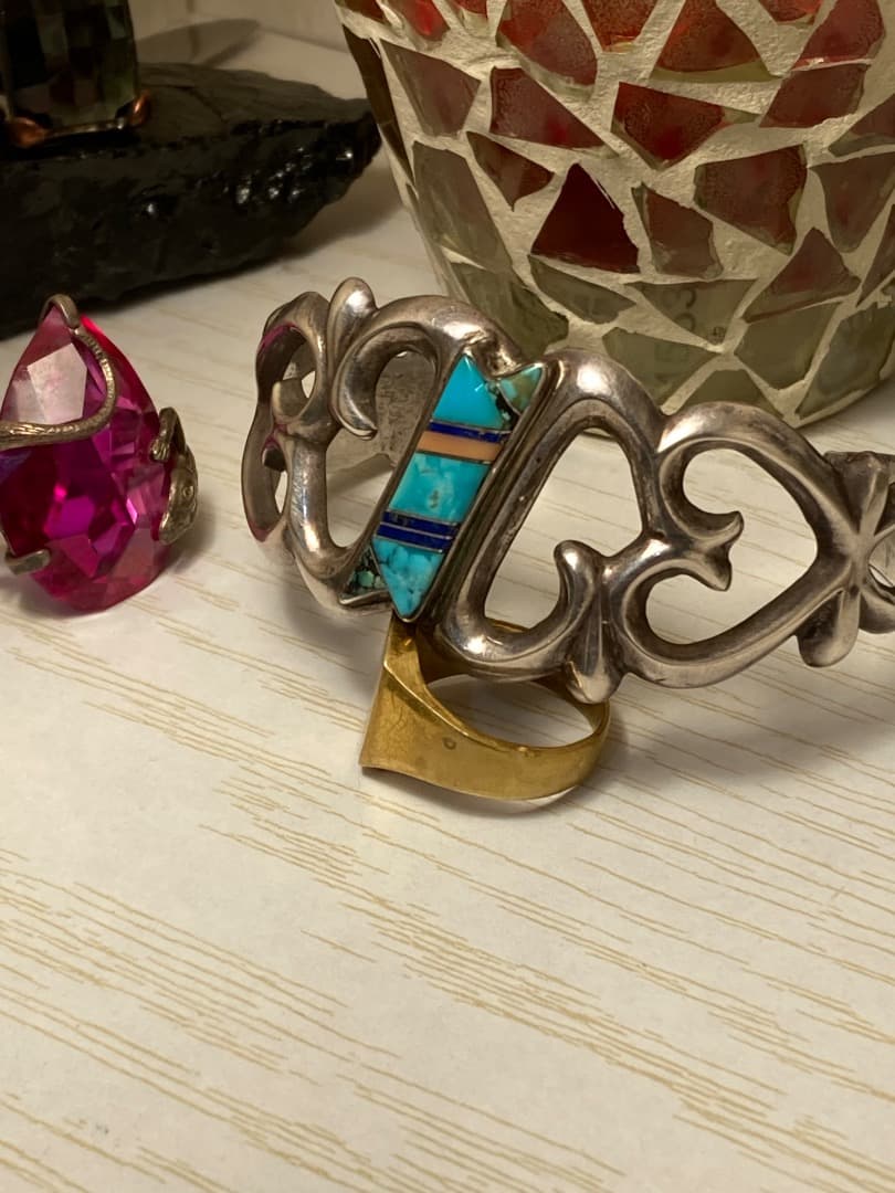 刻印 インディアン F.L.BEGAY インレイ ターコイズ シルバー バングル