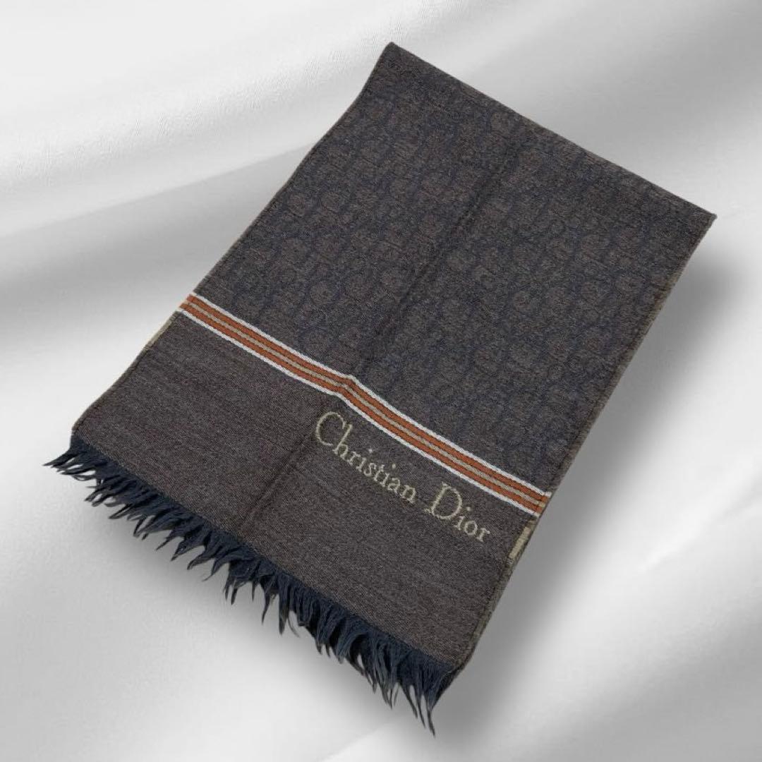 【美品】 DIOR クリスチャンディオール　トロッター　オブリーク　マフラーw6