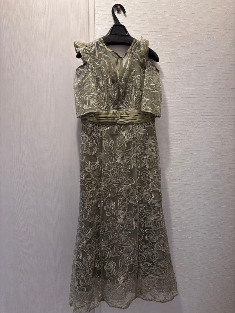 【LEJA】フラワーレースシアーフリルマーメイドドレス