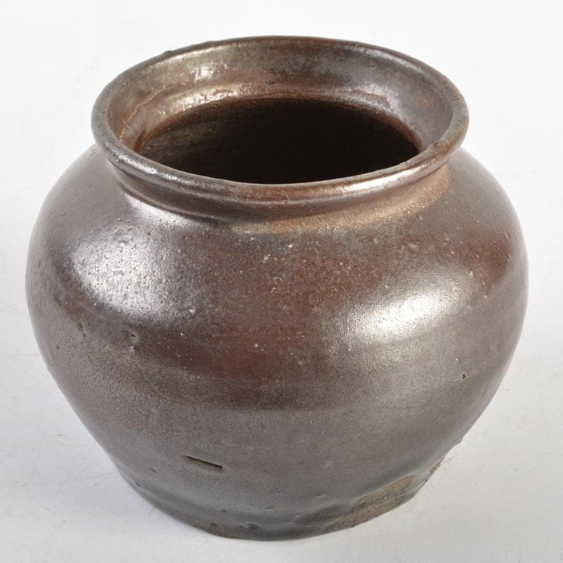 中国　黒釉　小壷　時代箱付　V　R7003