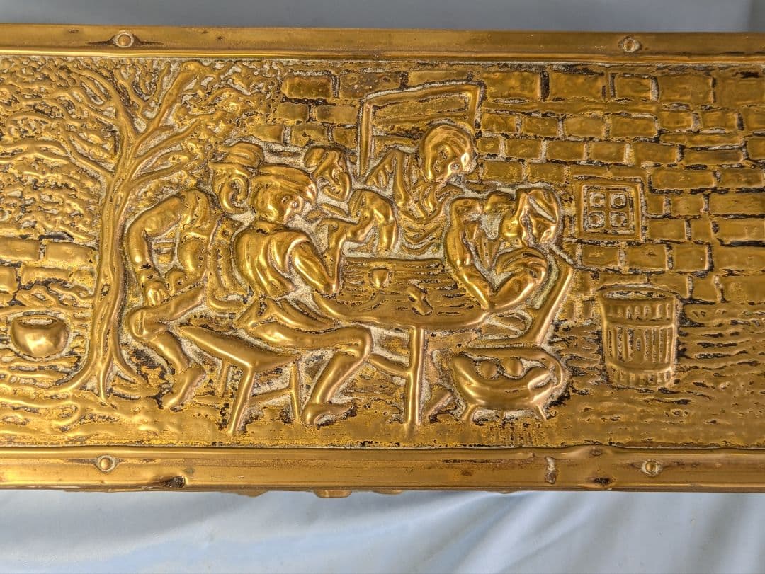 イギリス アンティーク 真鍮板張り　木製　ボックス 35.6cm