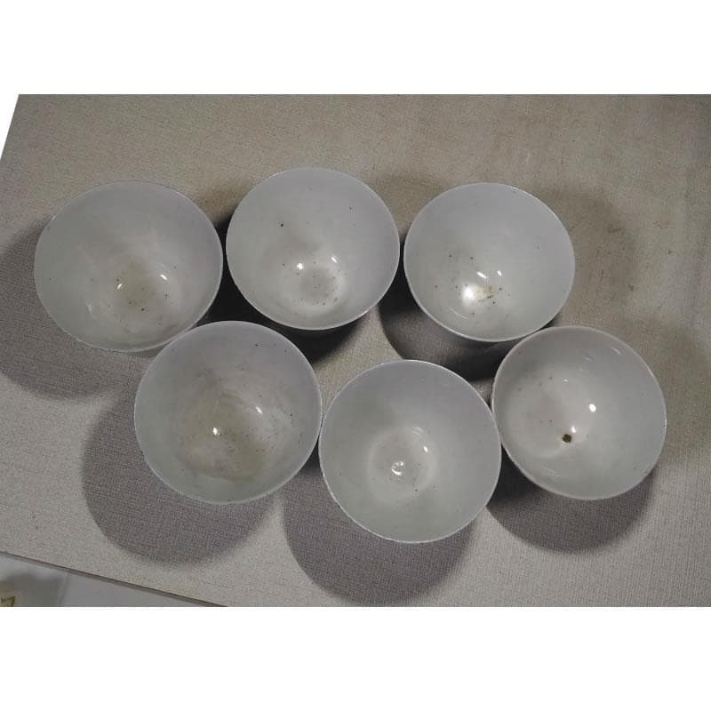 c175 古伊万里 蕎麦猪口 6客 染付 そば猪口 柳紋