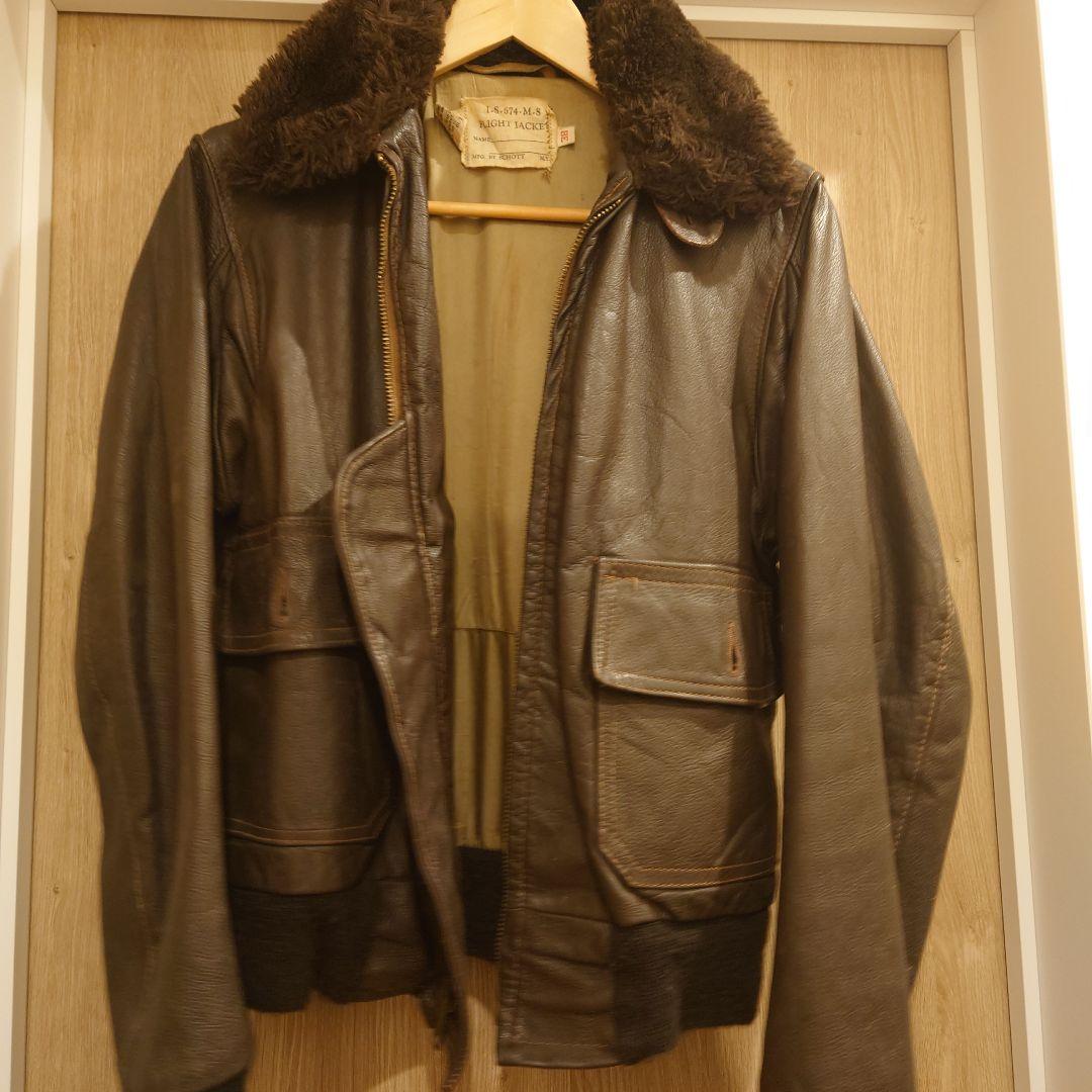 ビンテージ　USA製 Schott レザーフライトジャケット 襟ボア38　MA1