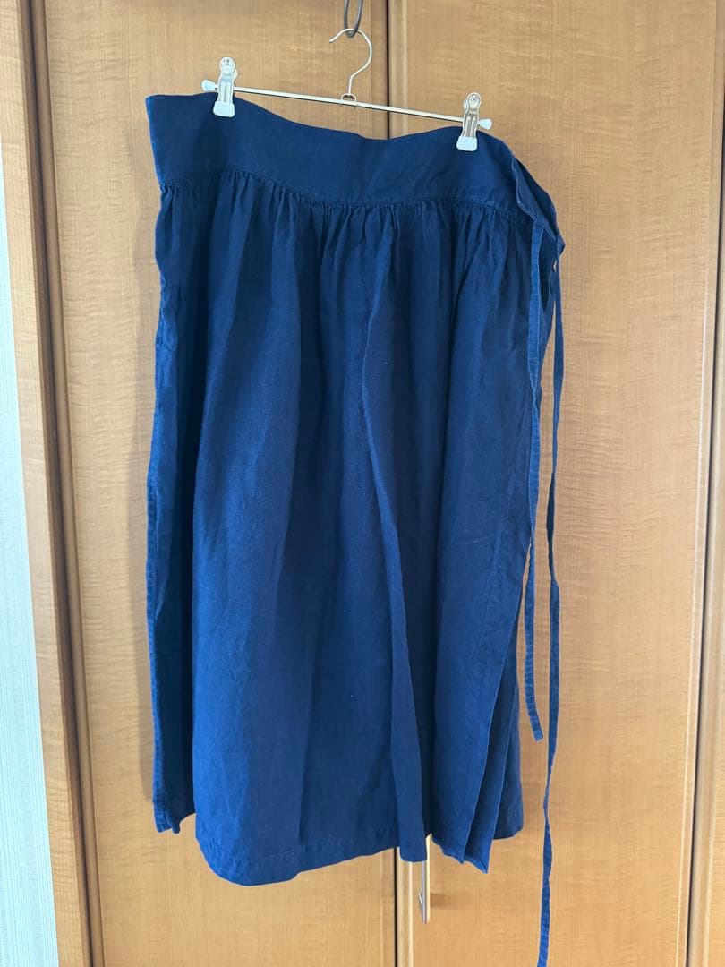 えみおわす　リネン　ラップスカート藍染