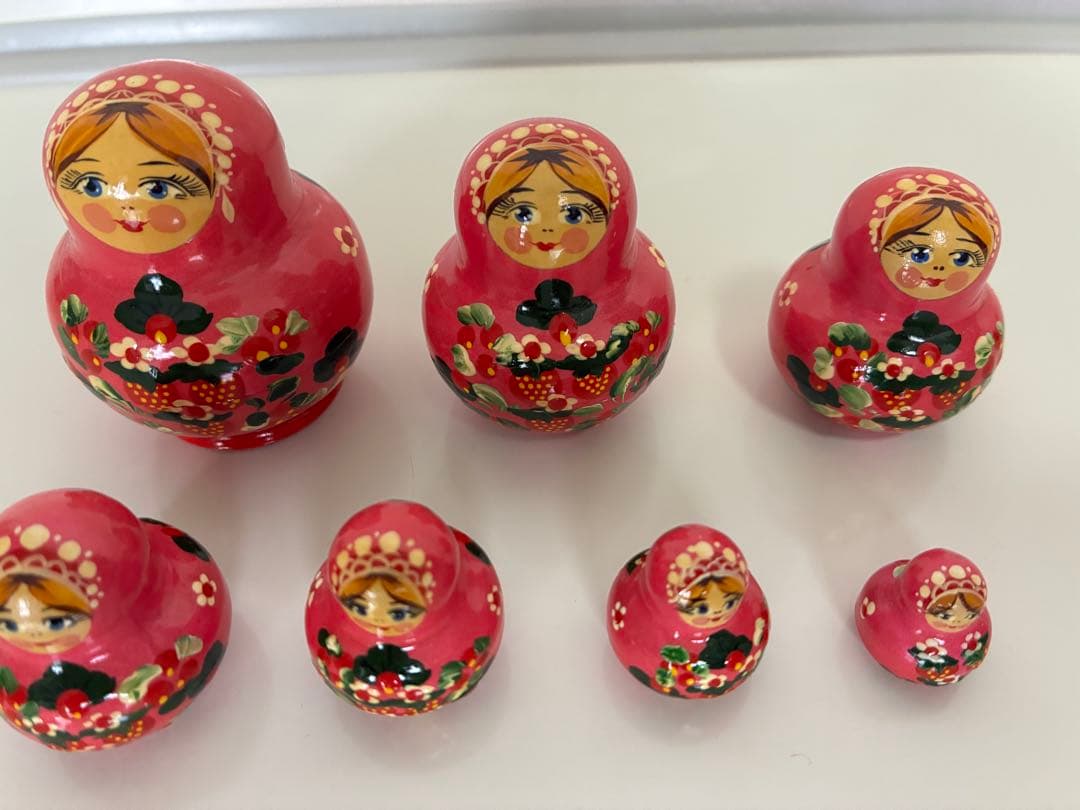 ロシア　ピンクのマトリョーシカ 8個セット