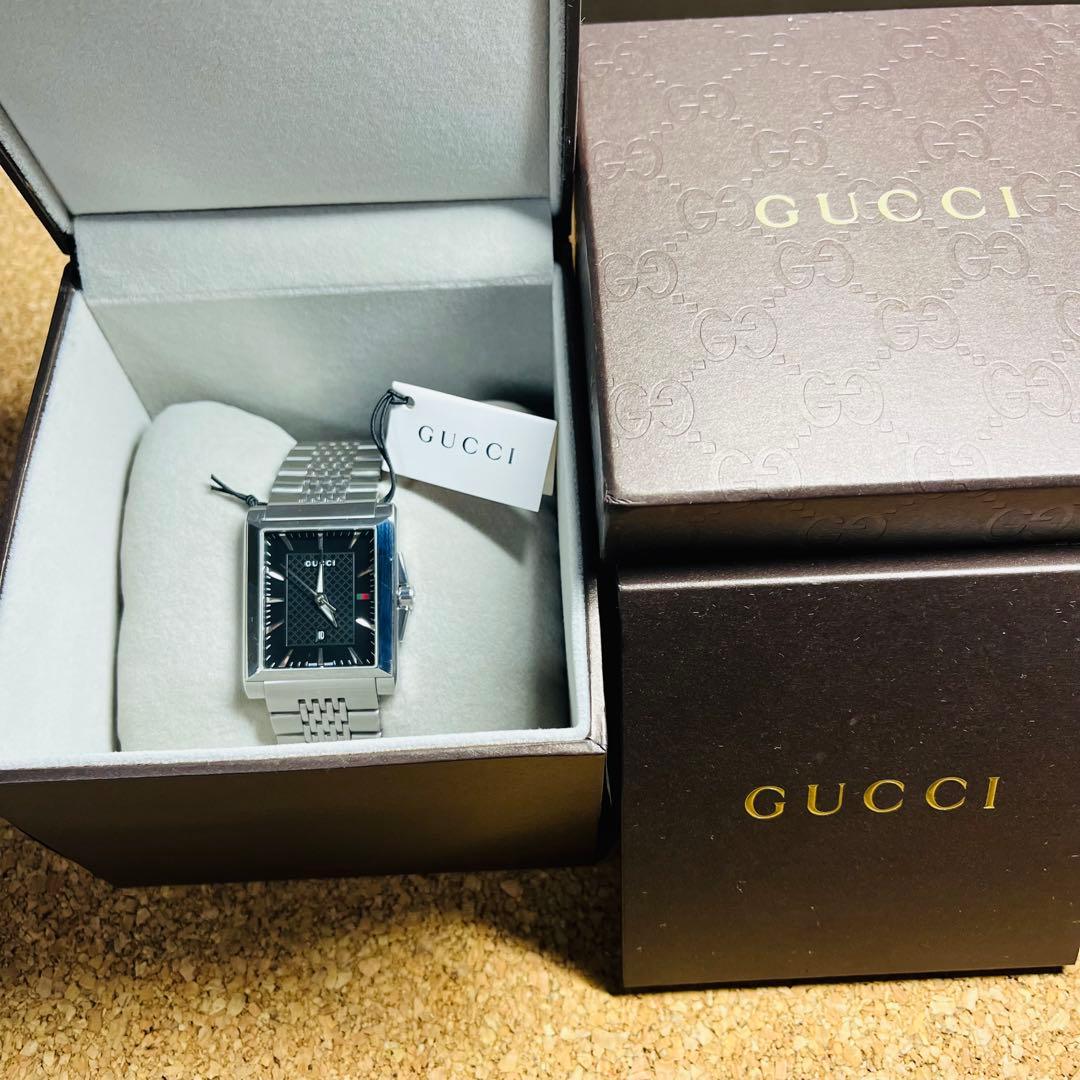 GUCCI Gタイムレス／レクタングル138.4クォーツSS.ブラックフェイス