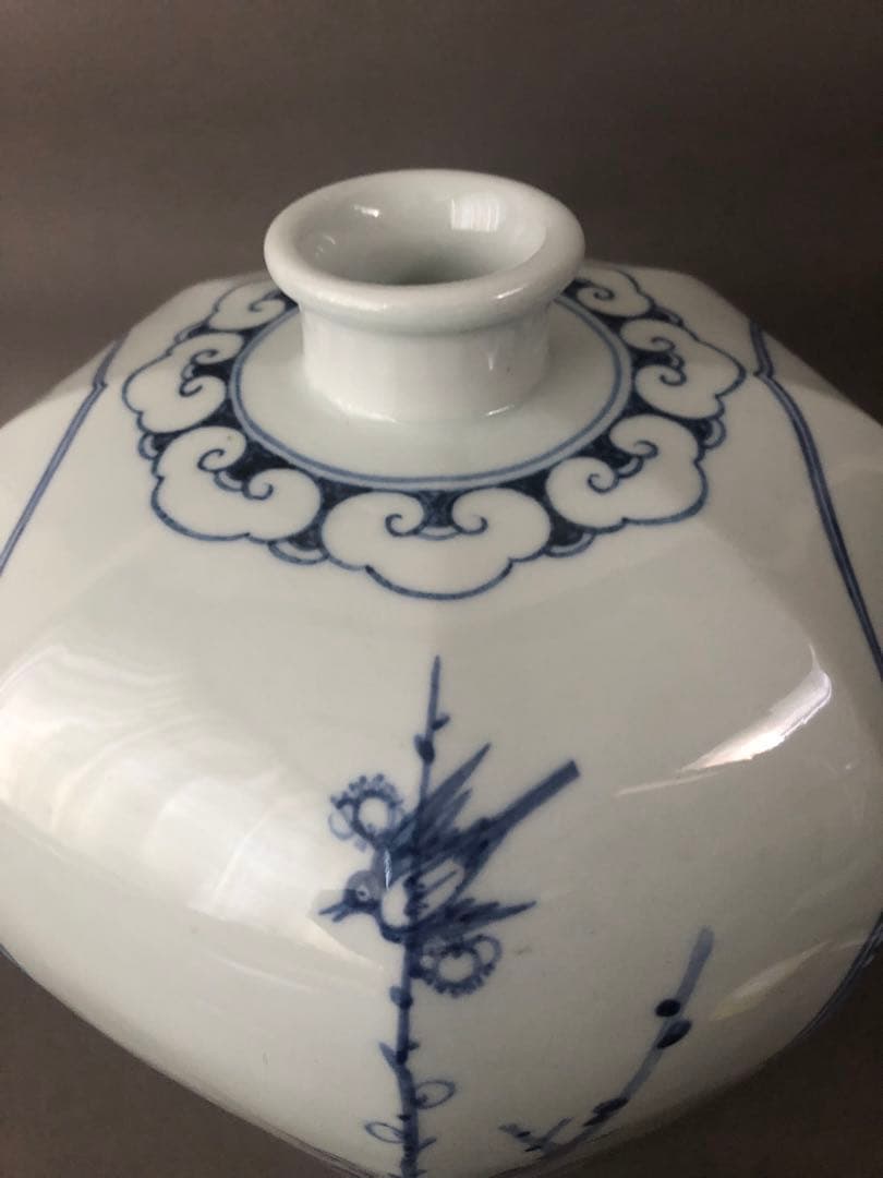 朝鮮陶器　染付青花雲堂手　壺