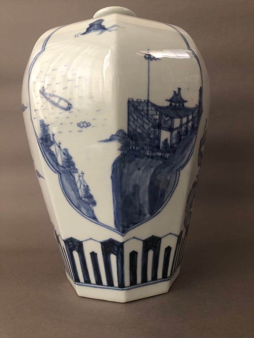 朝鮮陶器　染付青花雲堂手　壺