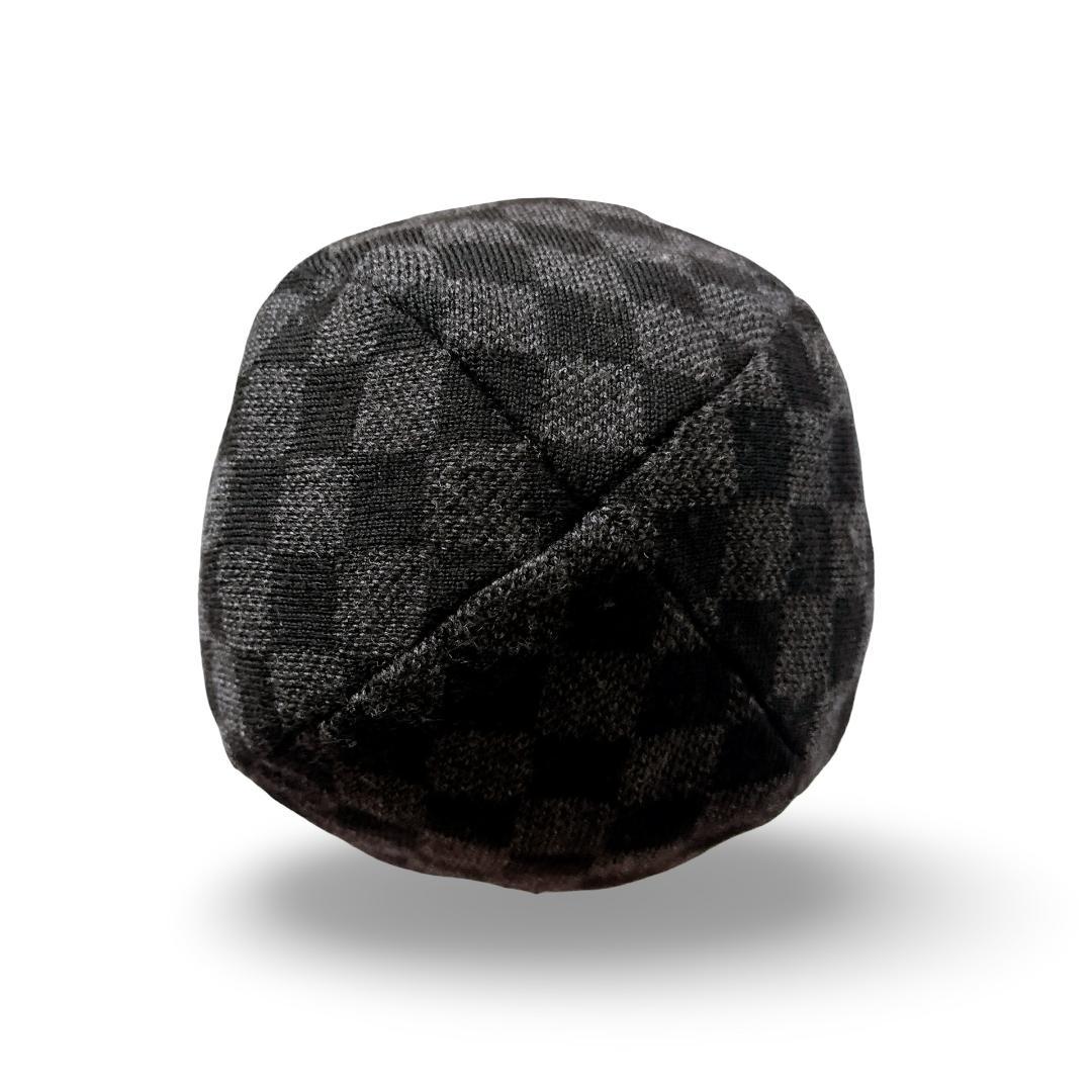 【美品】ルイヴィトン ダミエ柄 LVロゴ ニットキャップ 黒 男女兼用