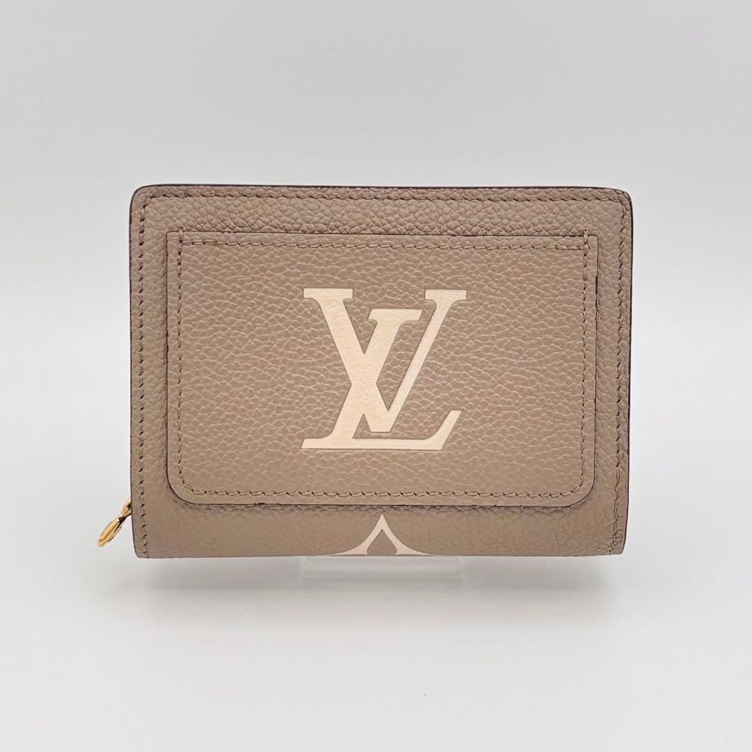 【美品】ルイヴィトン 二つ折り財布 モノグラム ポルトフォイユ クレア ベージュ