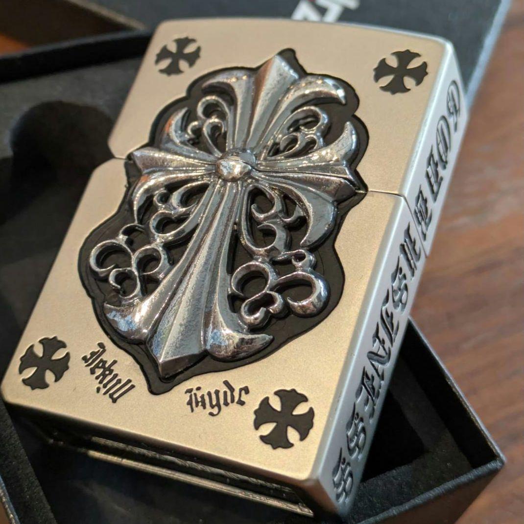 新品 両面クロス 立体メタルZippo 特注モデル 全面加工