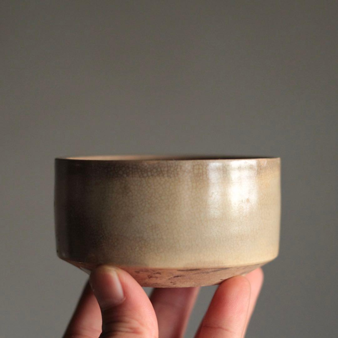 煙の出た 瀬戸 灰釉 野香炉 半筒碗 古美術 古道具 アンティーク