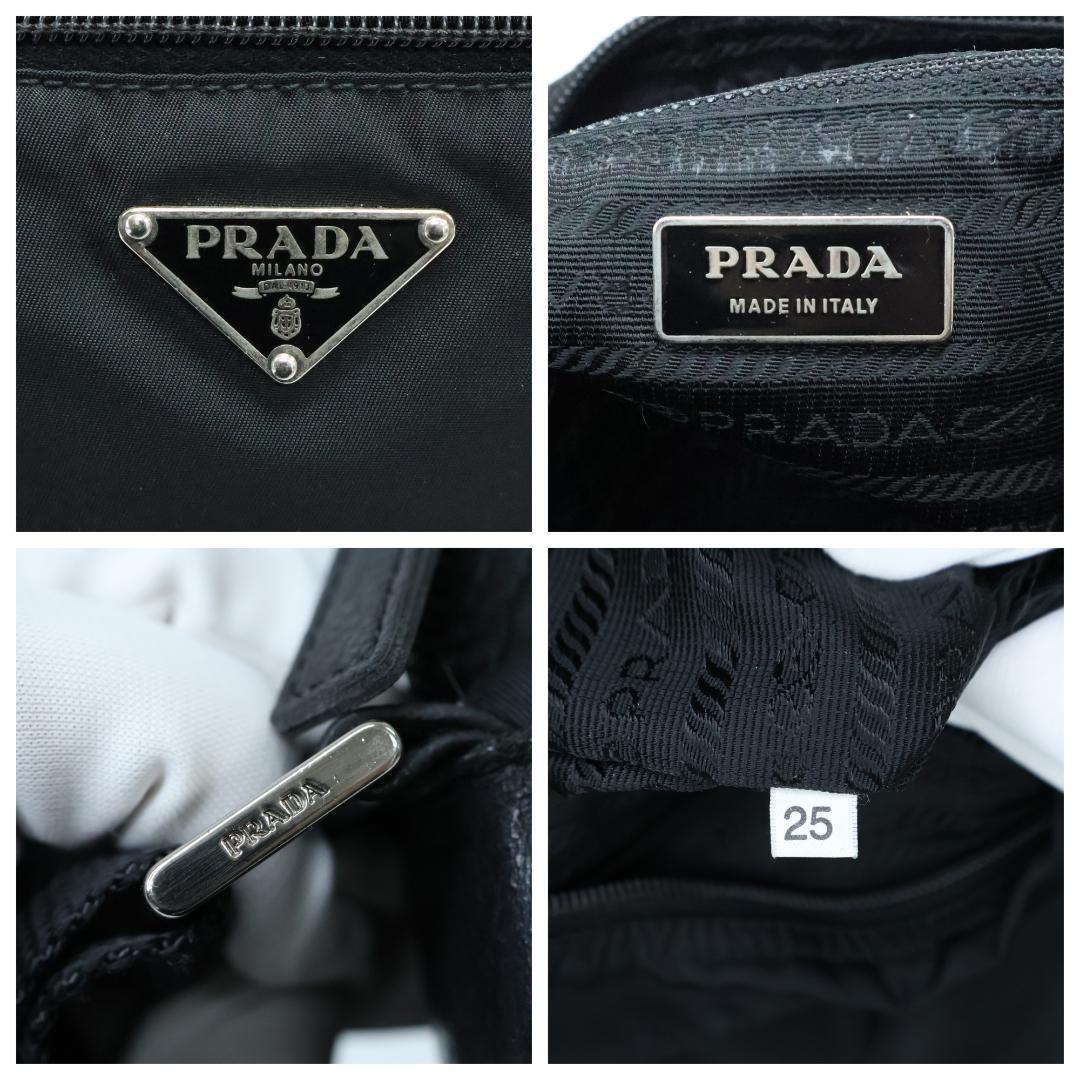 美品 PRADA プラダ ショルダーバッグ 3角プレート 白タグ ブラック