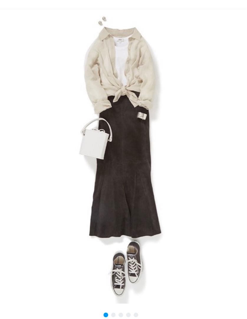 新品　サードマガジン シープストレッチレザーミディスカート