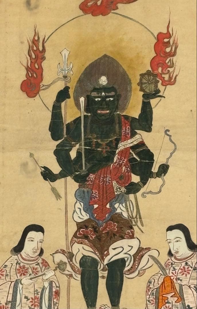 「大型彩色木版画 青面金剛像」木版刷 1枚|和本古典籍江戸時代仏教美術仏画