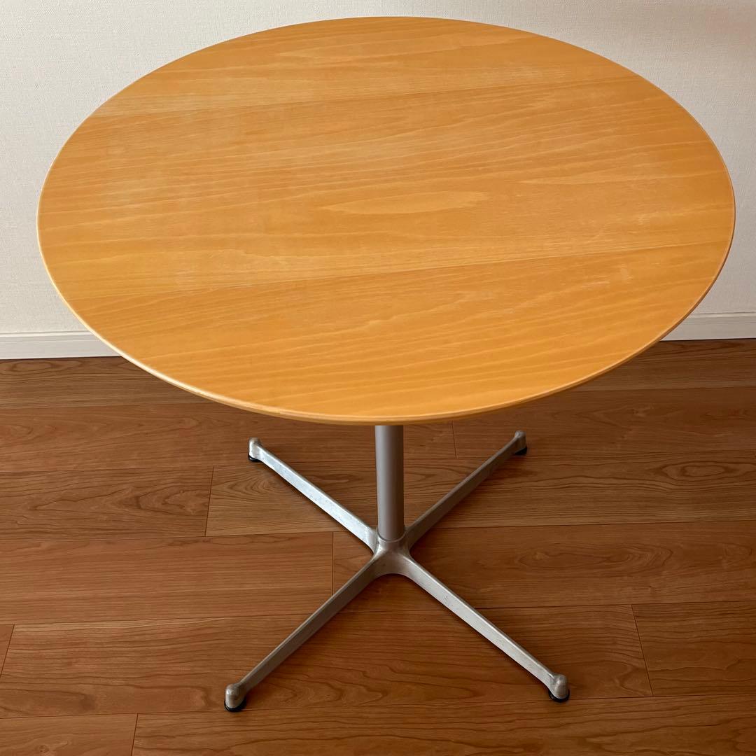 MOMO NATURAL カフェテーブル 丸形ウッド天板×アルミ脚 直径70cm