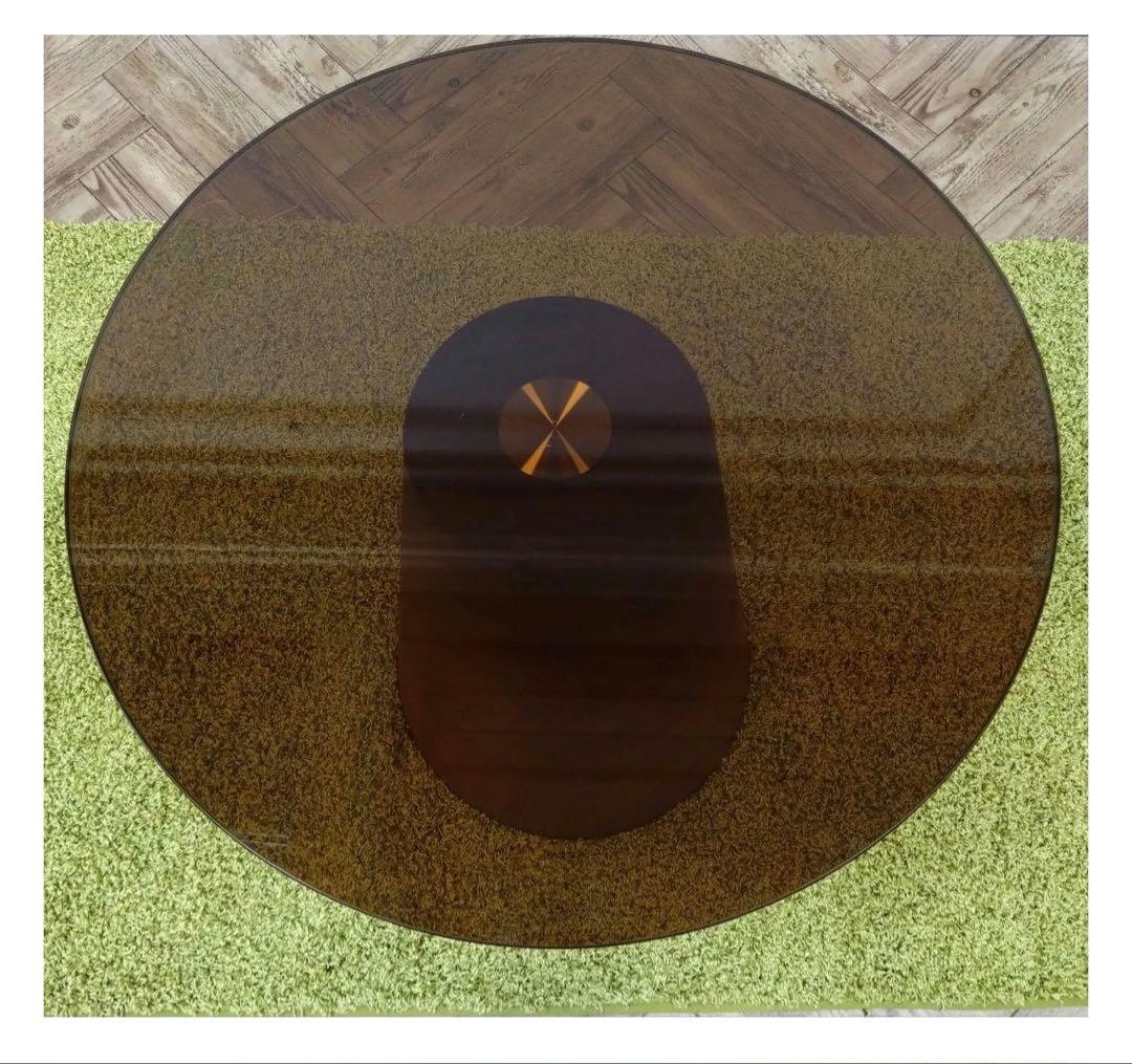 アビスタイル 円形 ガラス天板 サイドテーブル ローテーブル