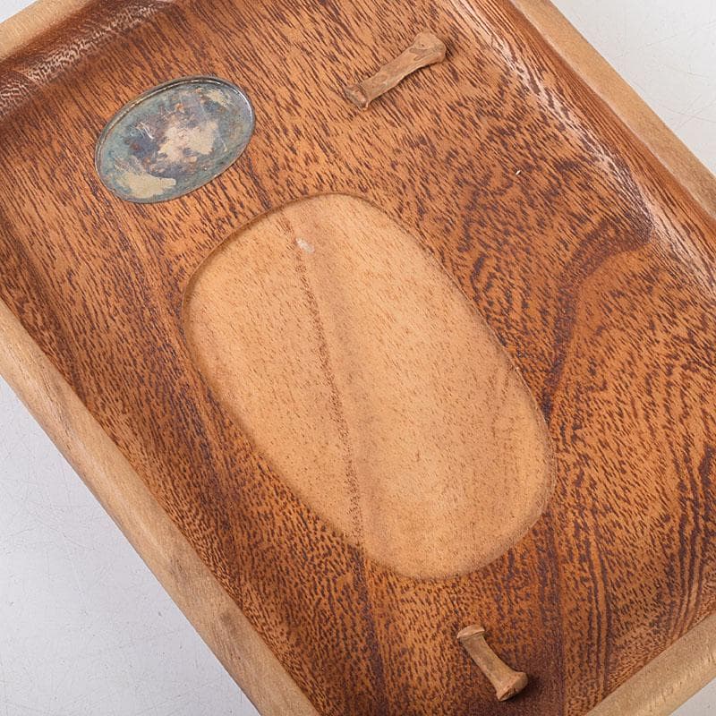 書道具　桐彫抜　螺鈿装飾　硯箱　在銘　硯　水滴　筆　一式　目録付　M　R9185