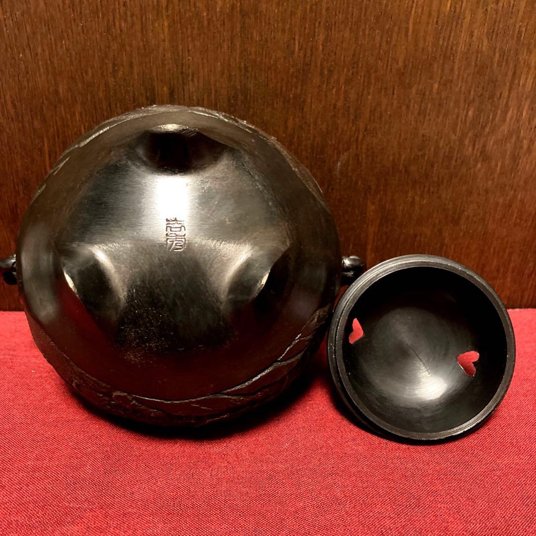 【02505】 高岡銅器 能作吉秀 鉄鉢型山水香炉 竹中銅器謹製
