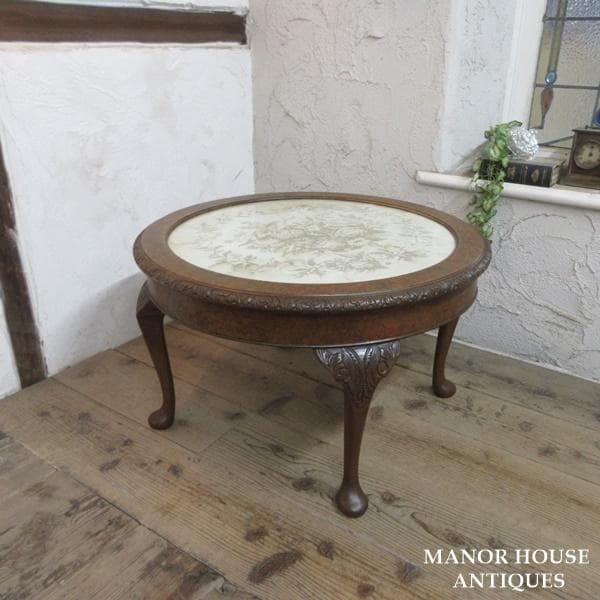 イギリス アンティーク 家具 コーヒーテーブル ガラストップ 猫脚 6827d