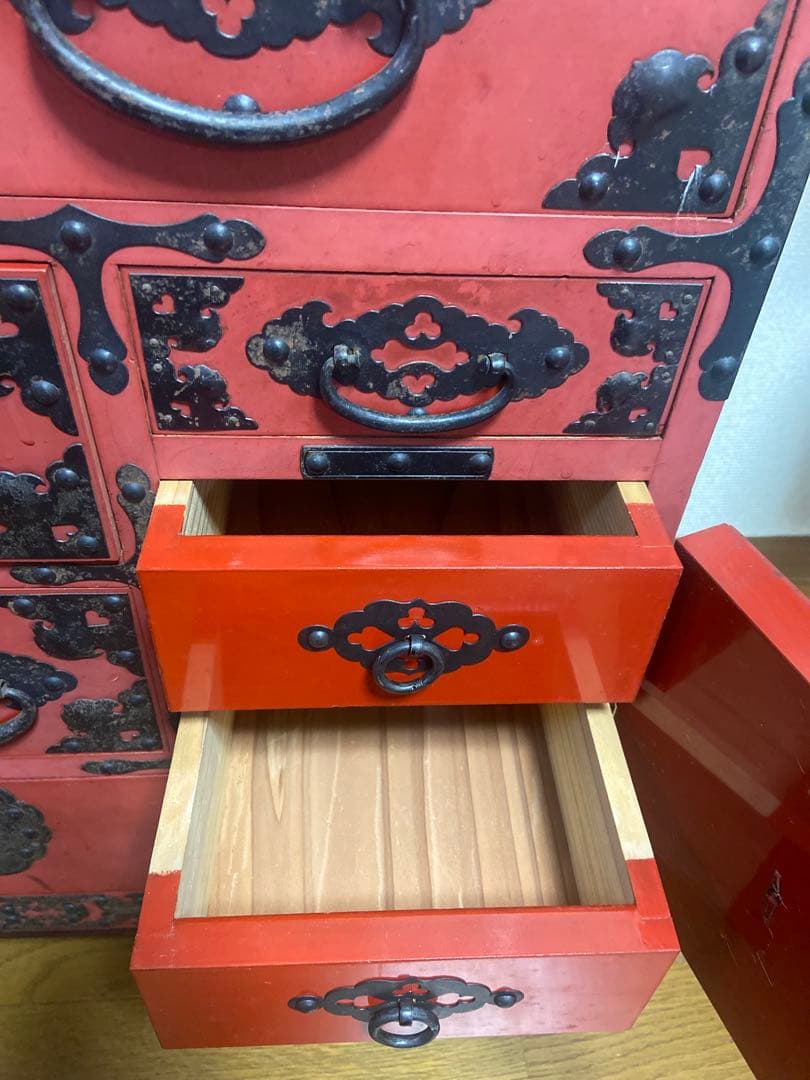 アンティーク和箪笥　朱色　赤家具