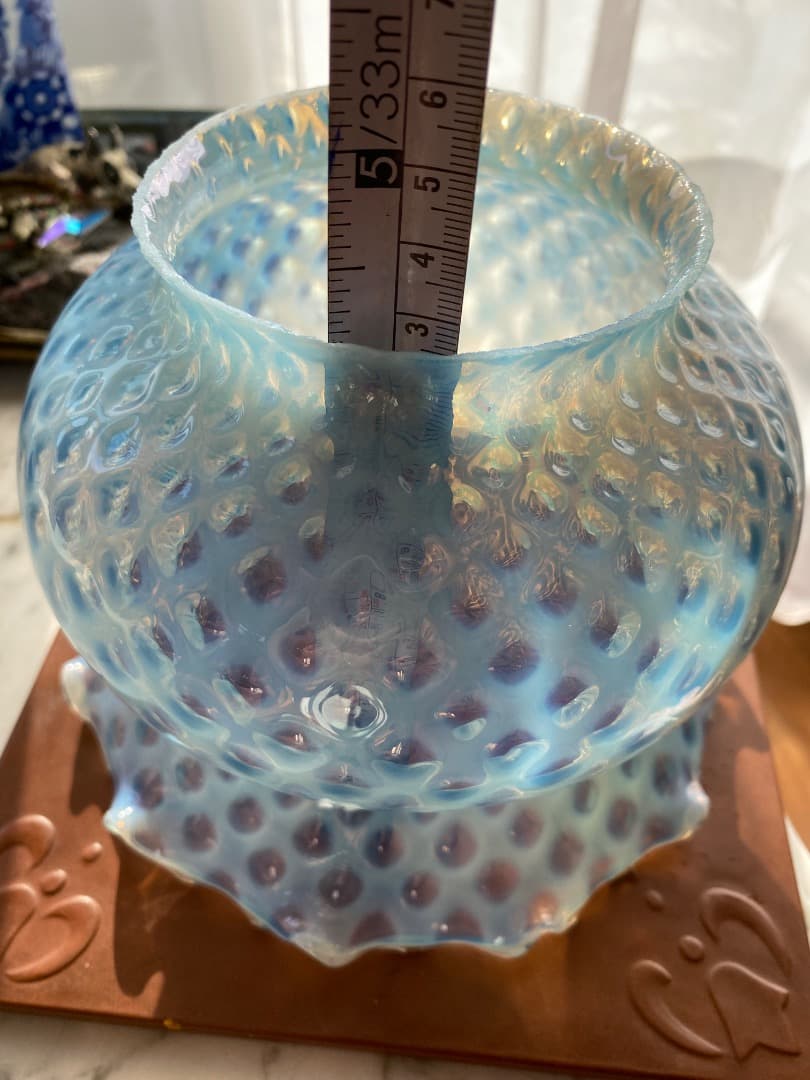 OLD FENTON 　ドット　ブルー　オパールセント ガラスシェード