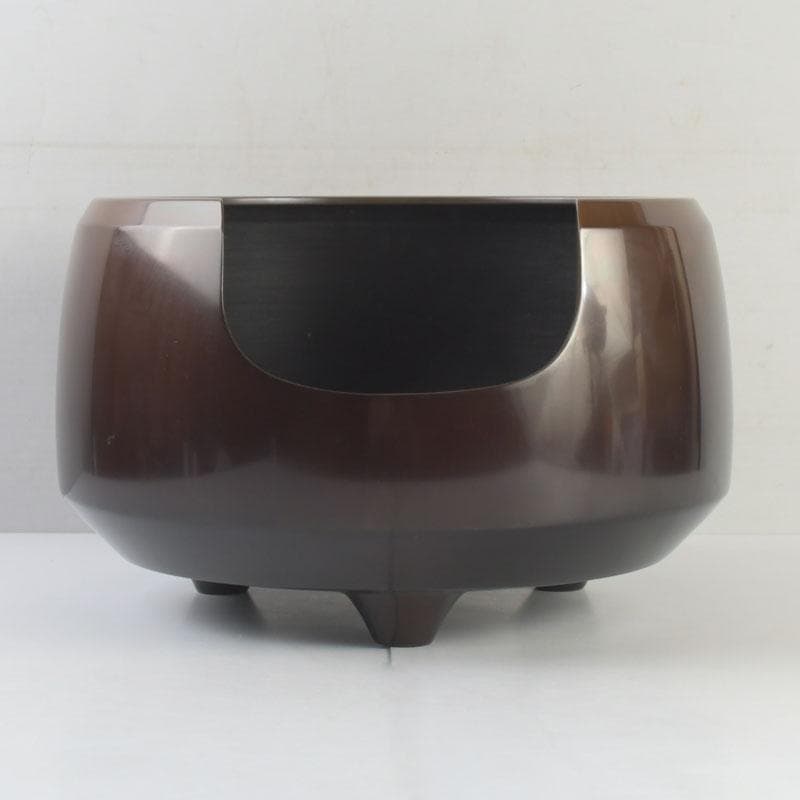 茶道具　鋳師　源斉造　鋳銅　面取風炉　共箱　V　9451A