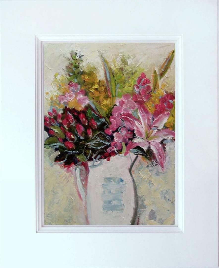 油絵 菅家令子 絵 絵画 インテリア 額付(白) uF6-112302 花