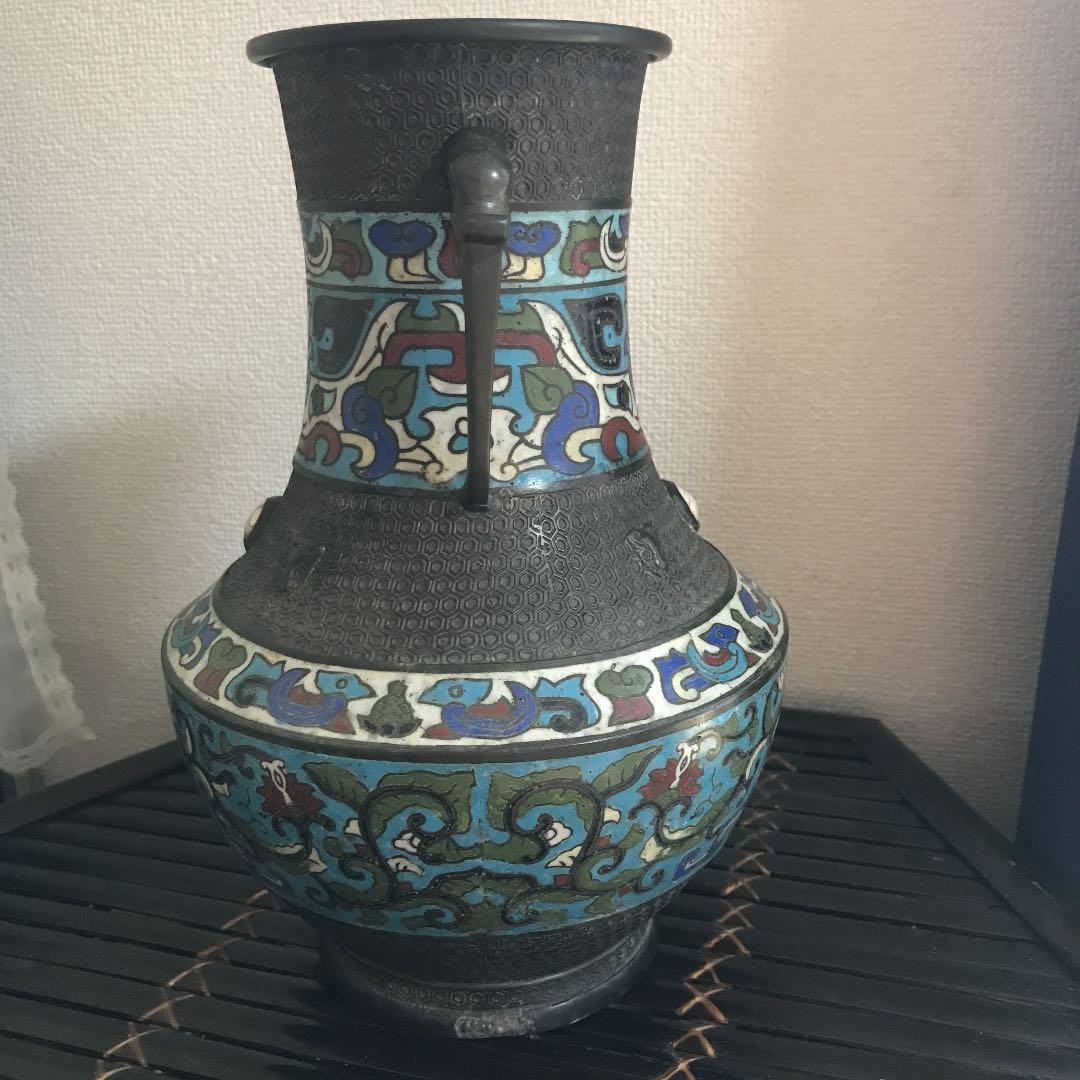 希少品　晴眼鋳　中国花瓶　中国美術　古銅　古玩　古美術　骨董品　宝石嵌め